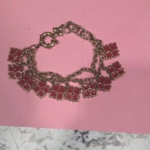 Patricia Nash Gold Bracelet with Red Floral Charms